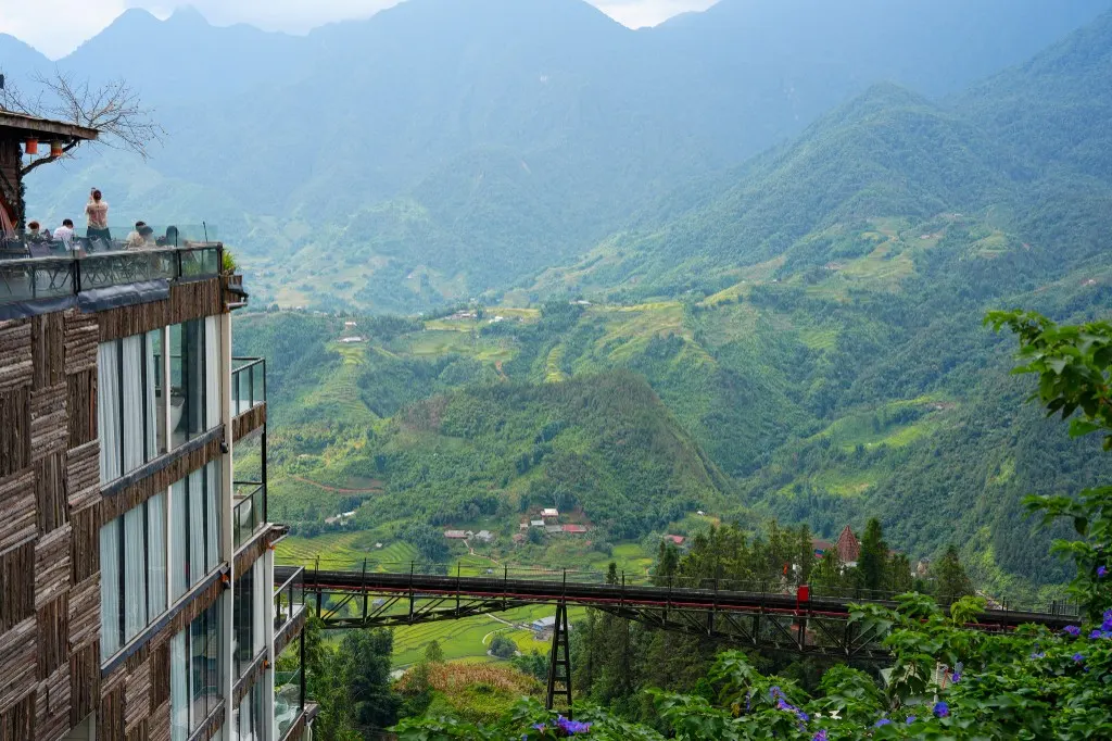 Terraced valleys and mountain ridges above the Muong Hoa valley in Sapa